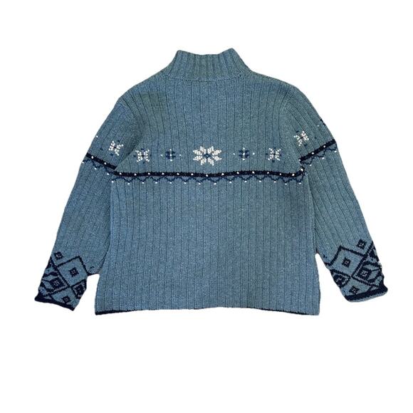 Vintage Land’s End Blue Fair Isle 100% Wool Women’s Knit Sweater Size XL - Picture 6 of 8